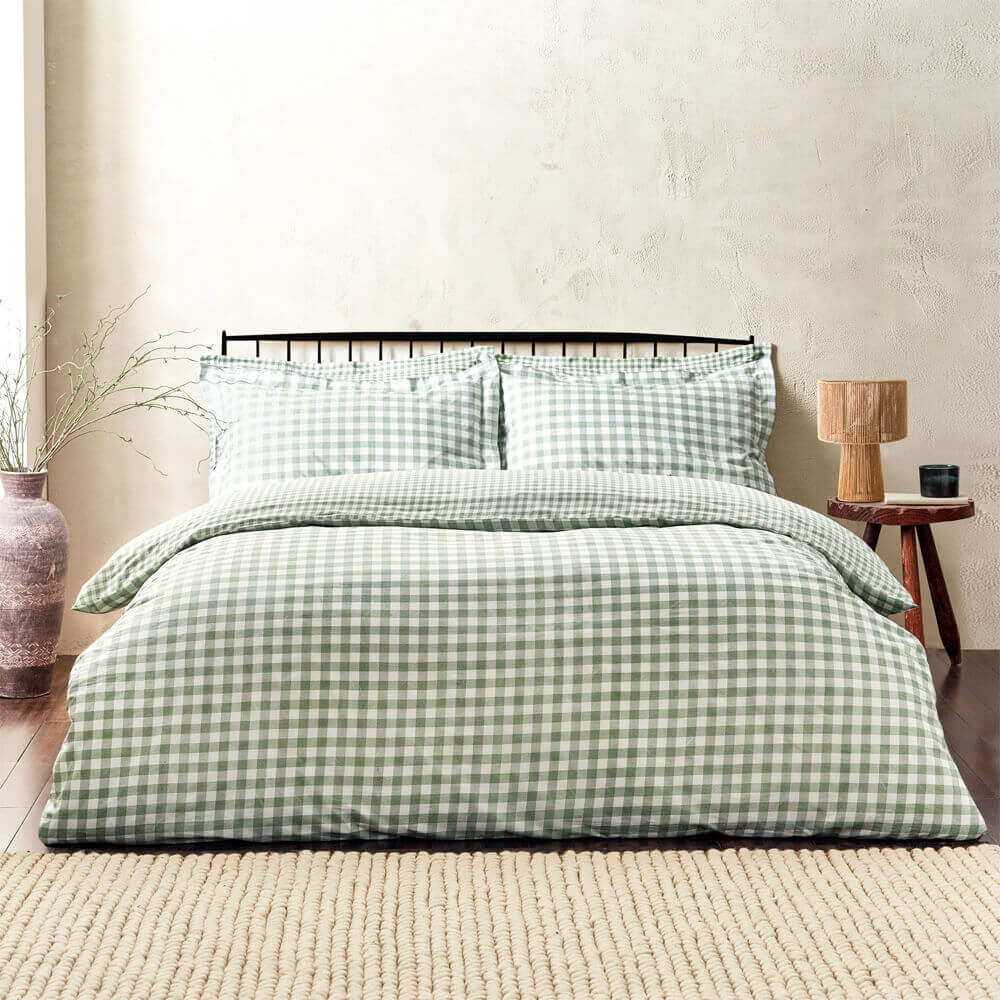 Yard Barton Forest Green Check Reversible Duvet Cover Set